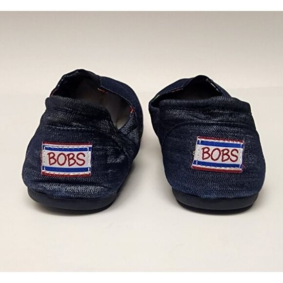 BOBS BY SKECKERS WOMEN'S CLASSIC SLIP-ON DENIM BLUE CASUAL FLAT SHOES SIZE 9.5 - Picture 7 of 11